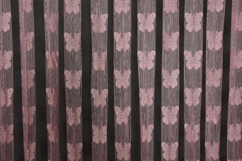 KELEBEK MODEL PEMBE RENK İP PERDE HAZIR DÜĞMELERİ DİKİLMİŞ İP PERDE 300*280 cm - 1