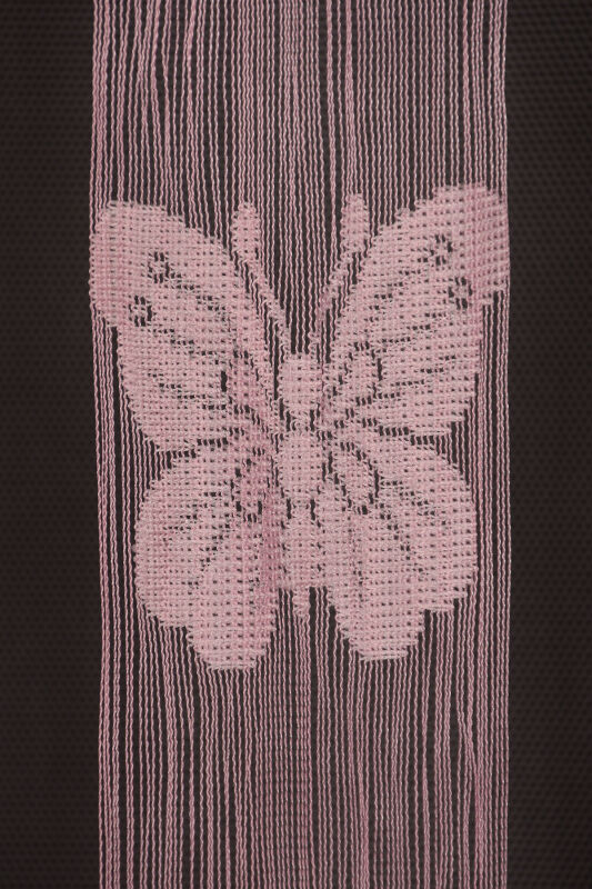 KELEBEK MODEL PEMBE RENK İP PERDE HAZIR DÜĞMELERİ DİKİLMİŞ İP PERDE 300*280 cm - 3