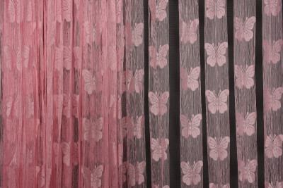 KELEBEK MODEL PEMBE RENK İP PERDE HAZIR DÜĞMELERİ DİKİLMİŞ İP PERDE 300*280 cm - 4
