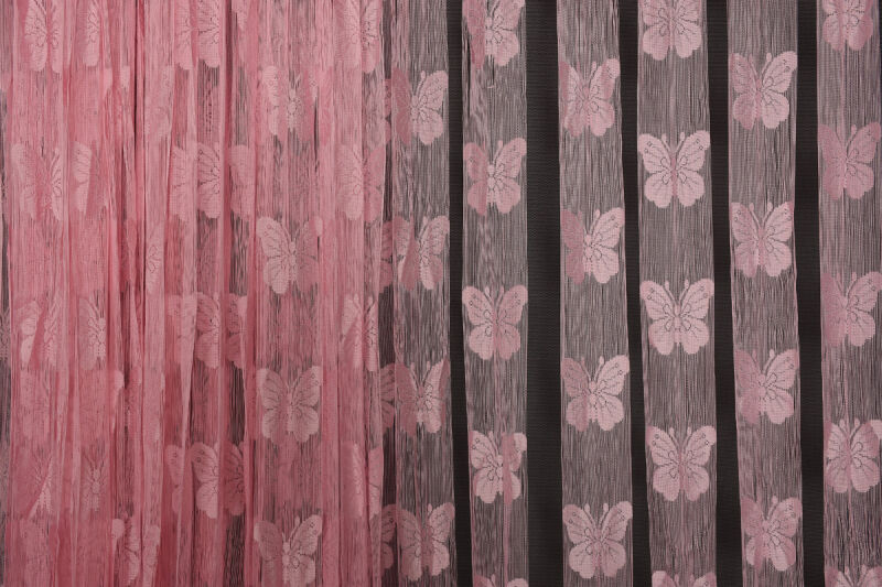 KELEBEK MODEL PEMBE RENK İP PERDE HAZIR DÜĞMELERİ DİKİLMİŞ İP PERDE 300*280 cm - 4