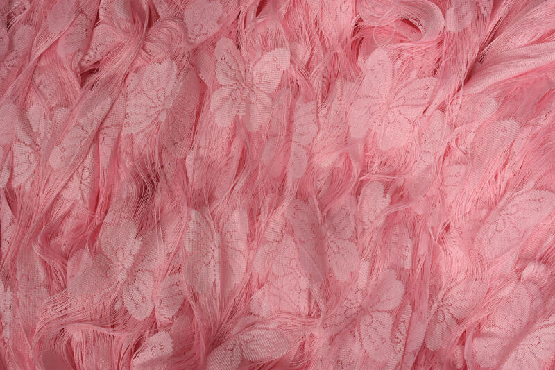 KELEBEK MODEL PEMBE RENK İP PERDE HAZIR DÜĞMELERİ DİKİLMİŞ İP PERDE 300*280 cm - 5