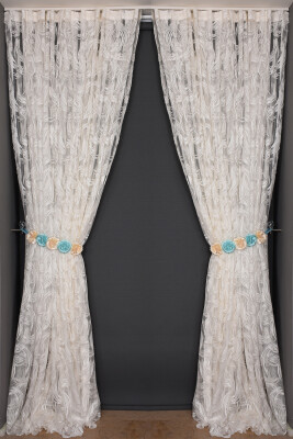 KILINÇ MODEL KREM RENK TEK KANAT Hazır Pileli Fon Perde 300*260 - 1