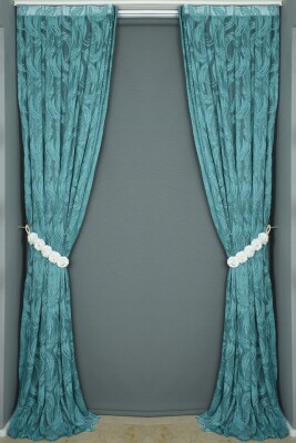 KILINÇ MODEL PETROL YEŞİLİ RENK TEK KANAT Hazır dikilmiş Pileli Fon Perde 75*260 cm - 6