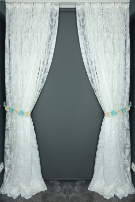 KILINÇ MODELİ BEYAZ RENK TEK KANAT Hazır Dikilmiş Pileli Fon Perde 300*260 Cm - 7