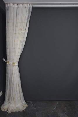 KREŞ 1 KREM RENK Hazır dikilmiş Pileli Fon Perde 300*260 cm - 8