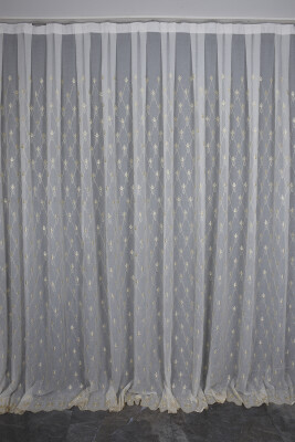 KREŞ 1 KREM RENK Hazır dikilmiş Pileli Fon Perde 300*260 cm - AKÇA TEKSTİL