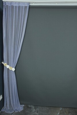 KÜÇÜK BAKLAVA MODEL LİLA RENK TEK KANAT Pileli Fon Perde 75*260 cm - 4