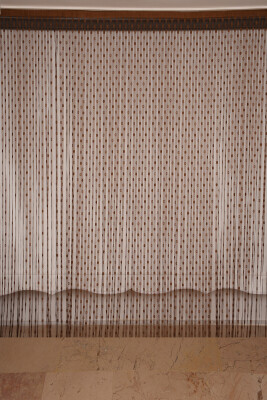 KÜÇÜK PUANLI MODEL ACI KAHVE RENK HAZIR İP PERDE 300*270 cm - 2