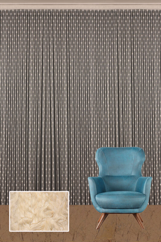 KÜÇÜK PUANLI MODEL KREM RENK HAZIR DİKİLMİŞ İP PERDE 100*280 cm - 4
