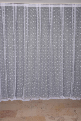 KUŞ MODEL BEYAZ RENK TEK KANAT Dikilmiş Pileli Fon Perde 300*260 Cm - 1
