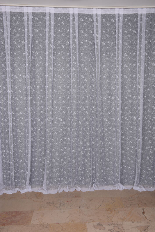KUŞ MODEL BEYAZ RENK TEK KANAT Dikilmiş Pileli Fon Perde 300*260 Cm - 1
