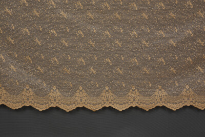 KUŞ MODEL GOLD RENK TEK KANAT Dikilmiş Pileli Fon Perde 300*260 Cm - 3