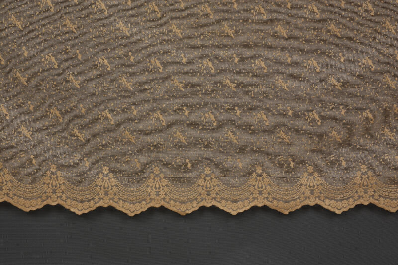 KUŞ MODEL GOLD RENK TEK KANAT Dikilmiş Pileli Fon Perde 300*260 Cm - 2