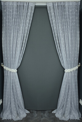 KUŞ MODEL GRİ RENK TEK KANAT Hazır dikilmiş Pileli Fon Perde 300*260 cm - 7