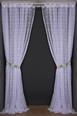 KUŞ MODEL KIRIK BEYAZ RENK TEK KANAT Dikilmiş Pileli Fon Perde 300*260 Cm - 1