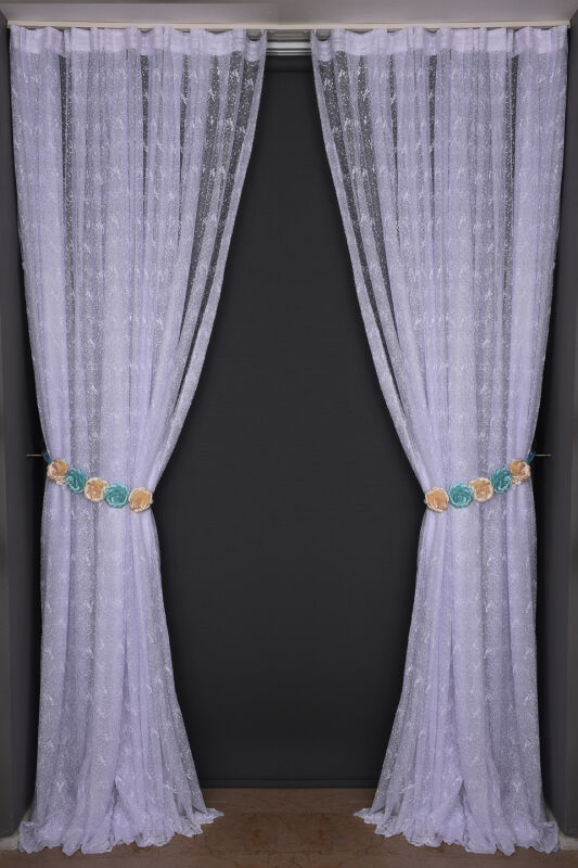 KUŞ MODEL KIRIK BEYAZ RENK TEK KANAT Dikilmiş Pileli Fon Perde 300*260 Cm - 1