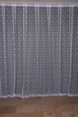KUŞ MODEL KIRIK BEYAZ RENK TEK KANAT Dikilmiş Pileli Fon Perde 300*260 Cm - 2