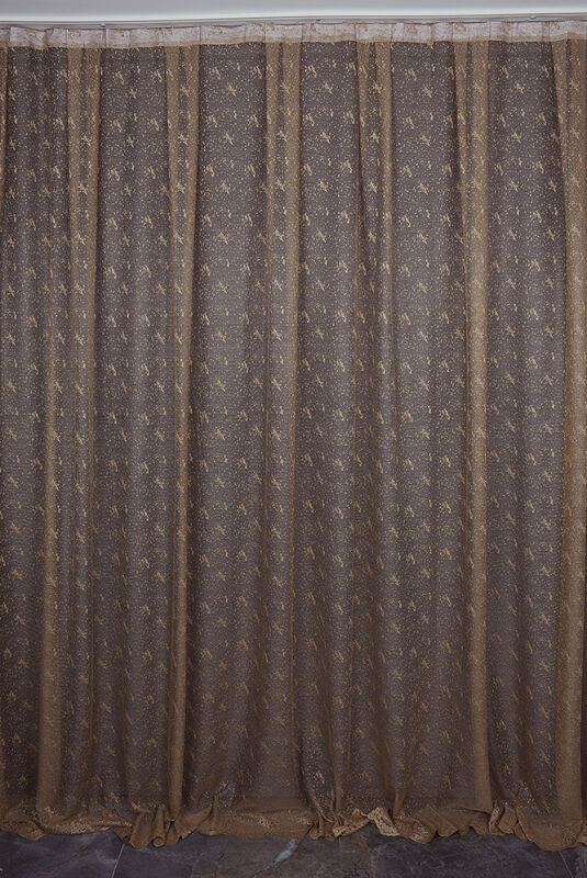 KUŞ MODEL KOYU VİZON RENK TEK KANAT Hazır dikilmiş Pileli Fon Perde 300*260 cm - 1