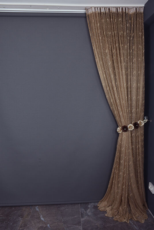 KUŞ MODEL KOYU VİZON RENK TEK KANAT Hazır dikilmiş Pileli Fon Perde 300*260 cm - 6