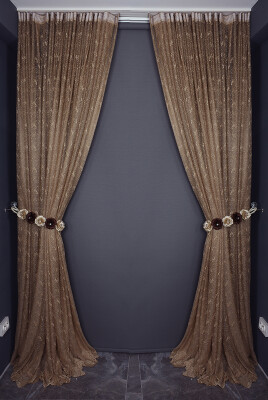 KUŞ MODEL KOYU VİZON RENK TEK KANAT Hazır dikilmiş Pileli Fon Perde 300*260 cm - 7