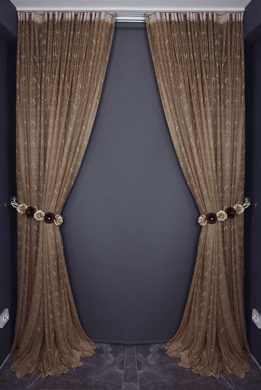 KUŞ MODEL KOYU VİZON RENK TEK KANAT Hazır dikilmiş Pileli Fon Perde 300*260 cm - 7