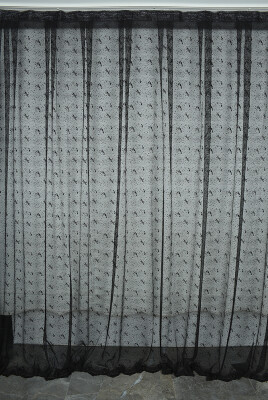 KUŞ MODEL SİYAH RENK TEK KANAT Hazır dikilmiş Pileli Fon Perde 300*260 cm - 1