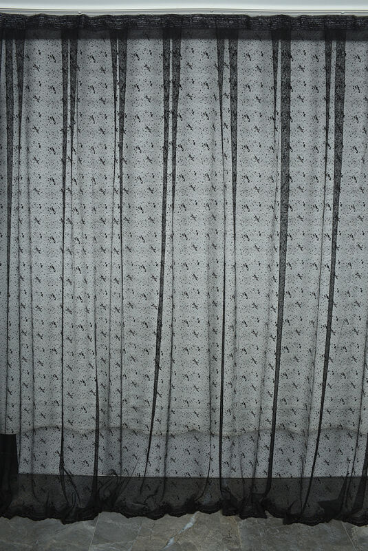 KUŞ MODEL SİYAH RENK TEK KANAT Hazır dikilmiş Pileli Fon Perde 300*260 cm - 1