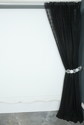 KUŞ MODEL SİYAH RENK TEK KANAT Hazır dikilmiş Pileli Fon Perde 300*260 cm - 6