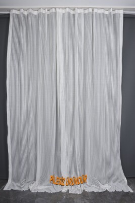 MAKARNA KDK MODEL KREM RENK PİLESİZ TEK KANAT Fon Perde 300*260 cm - 6