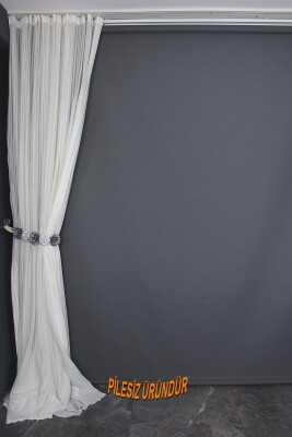 MAKARNA KDK MODEL KREM RENK PİLESİZ TEK KANAT Fon Perde 300*260 cm - 9