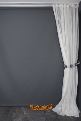 MAKARNA KDK MODEL KREM RENK PİLESİZ TEK KANAT Fon Perde 300*260 cm - 10
