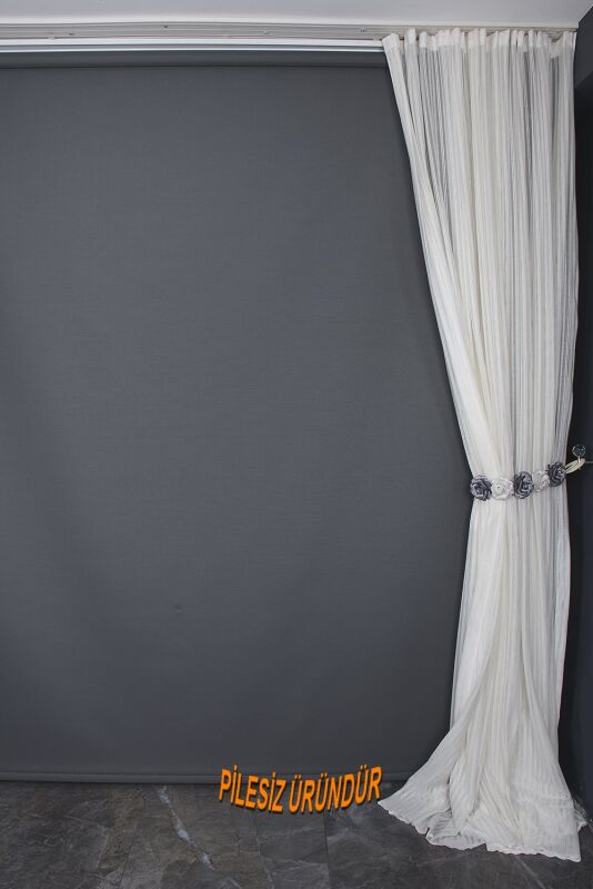 MAKARNA KDK MODEL KREM RENK PİLESİZ TEK KANAT Fon Perde 300*260 cm - 10