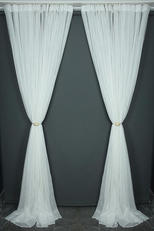 MAKARNA MODEL SİMLİ KIRIK BEYAZ RENK HAZIR DİKİLMİŞ PİLELİ TÜL PERDE 300*260 - 5