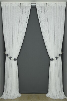 MİKRO MODEL KIRIK BEYAZ RENK TEK KANAT Hazır dikilmiş Pileli Fon Perde 300*260 cm - 7