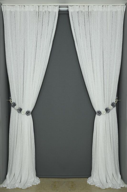 MİKRO MODEL KIRIK BEYAZ RENK TEK KANAT Hazır dikilmiş Pileli Fon Perde 300*260 cm - 7