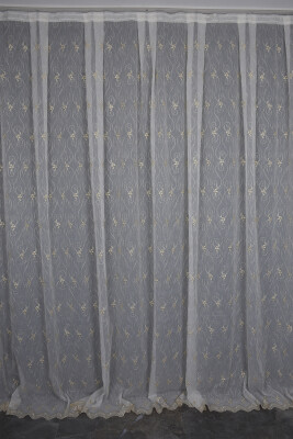 NAKIŞ 10 MODEL KREM RENK TEK KANAT Hazır dikilmiş Pileli Fon Perde 300*260 cm - 1