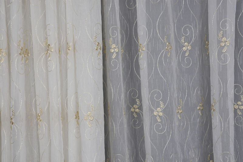 NAKIŞ 10 MODEL KREM RENK TEK KANAT Hazır dikilmiş Pileli Fon Perde 300*260 cm - 2