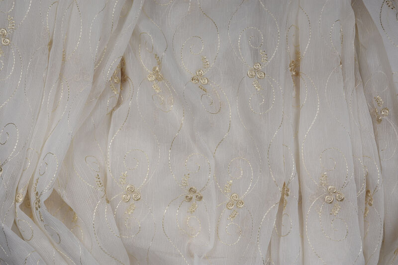 NAKIŞ 10 MODEL KREM RENK TEK KANAT Hazır dikilmiş Pileli Fon Perde 300*260 cm - 8