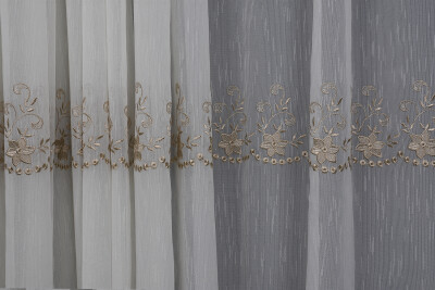 NAKIŞ 11 MODEL KREM RENK TEK KANAT Hazır dikilmiş Pileli Fon Perde 300*260 cm - 1