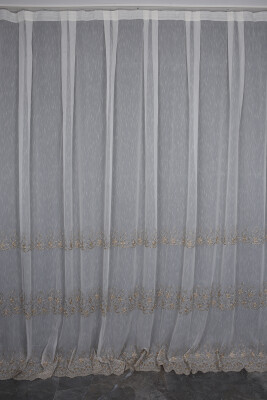 NAKIŞ 11 MODEL KREM RENK TEK KANAT Hazır dikilmiş Pileli Fon Perde 300*260 cm - 3