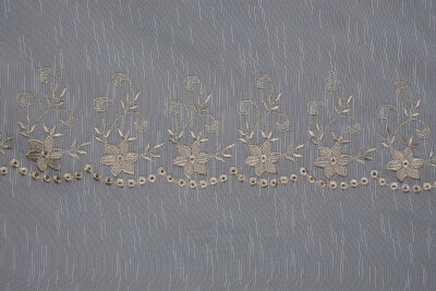 NAKIŞ 11 MODEL KREM RENK TEK KANAT Hazır dikilmiş Pileli Fon Perde 300*260 cm - 7