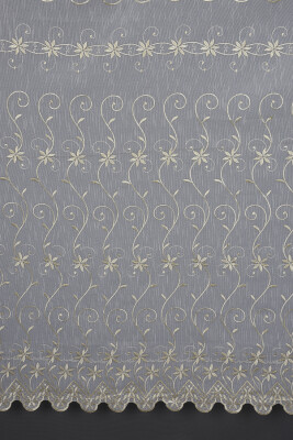 NAKIŞ 14 MODEL KREM RENK TEK KANAT Hazır dikilmiş Pileli Fon Perde 300*260 cm - 6