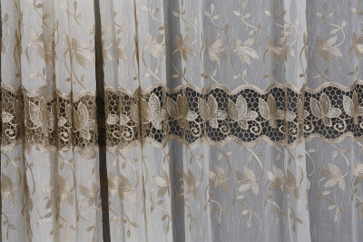 NAKIŞ 16 MODEL KREM RENK TEK KANAT Hazır dikilmiş Pileli Fon Perde 300*260 cm - 3