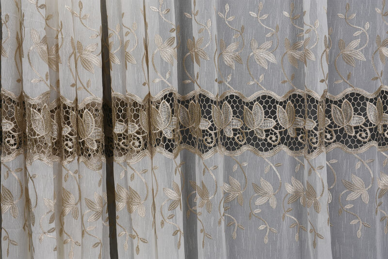 NAKIŞ 16 MODEL KREM RENK TEK KANAT Hazır dikilmiş Pileli Fon Perde 300*260 cm - 3