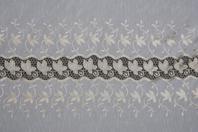 NAKIŞ 16 MODEL KREM RENK TEK KANAT Hazır dikilmiş Pileli Fon Perde 300*260 cm - 5