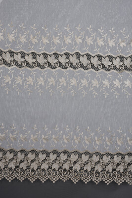 NAKIŞ 16 MODEL KREM RENK TEK KANAT Hazır dikilmiş Pileli Fon Perde 300*260 cm - 6