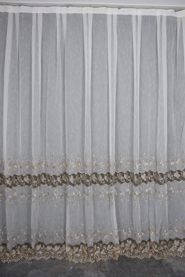 NAKIŞ 16 MODEL KREM RENK TEK KANAT Hazır dikilmiş Pileli Fon Perde 300*260 cm - AKÇA TEKSTİL