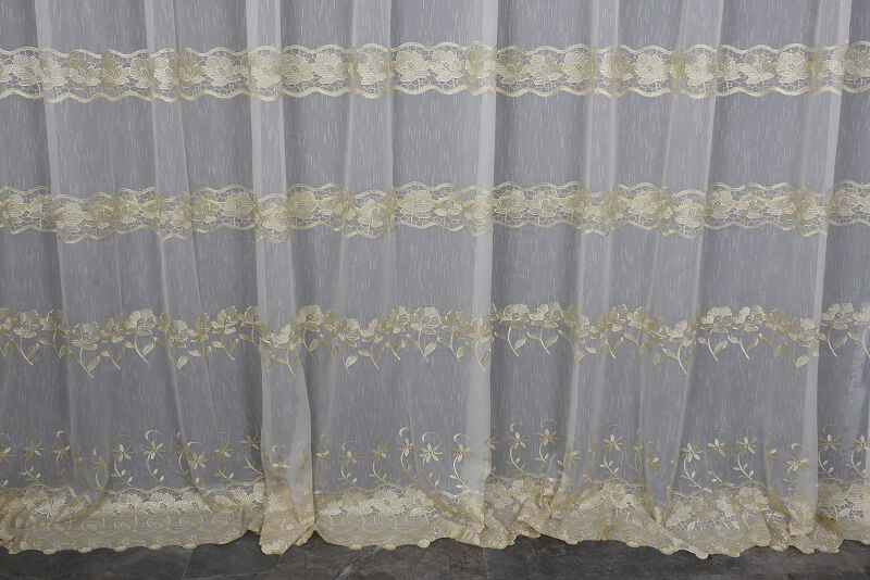 NAKIŞ 3 MODEL KREM KREM RENK TEK KANAT Hazır dikilmiş Pileli Fon Perde 300*260 cm - 4