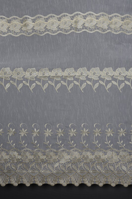 NAKIŞ 3 MODEL KREM KREM RENK TEK KANAT Hazır dikilmiş Pileli Fon Perde 300*260 cm - 6