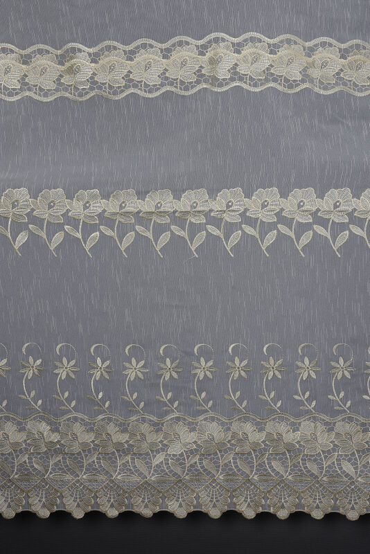 NAKIŞ 3 MODEL KREM KREM RENK TEK KANAT Hazır dikilmiş Pileli Fon Perde 300*260 cm - 6